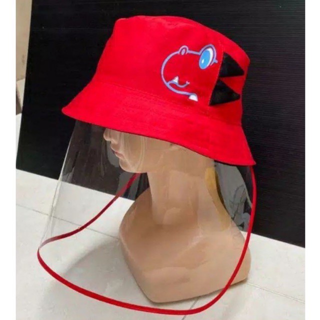 TOPI BUCKET DINO VISOR / TOPI ANTI CORONA ANAK / TOPI DINO BULAT / TOPI BUCKET ANAK VISOR TOPI DINO