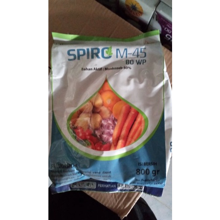 Fungisida Spiro M45 dari Indoin dgn kandungan Mankozeb 80% berwarna biru