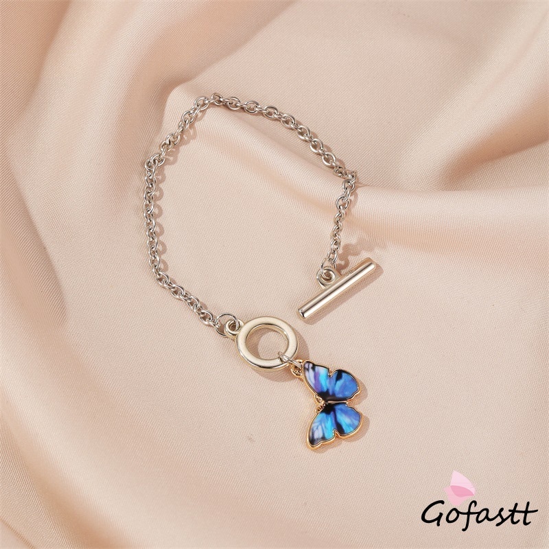 【CHECKOUT RP100】Gelang Kupu-kupu Biru Gelang Rantai Gerhana Aksesori Busana Wanita Korea G-4