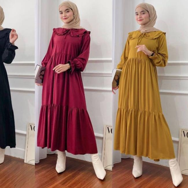 ➪ GAMIS MIDI DRESS GAMIS LEBARAN TERBARU JUMBO GAMIS KERAH ✽