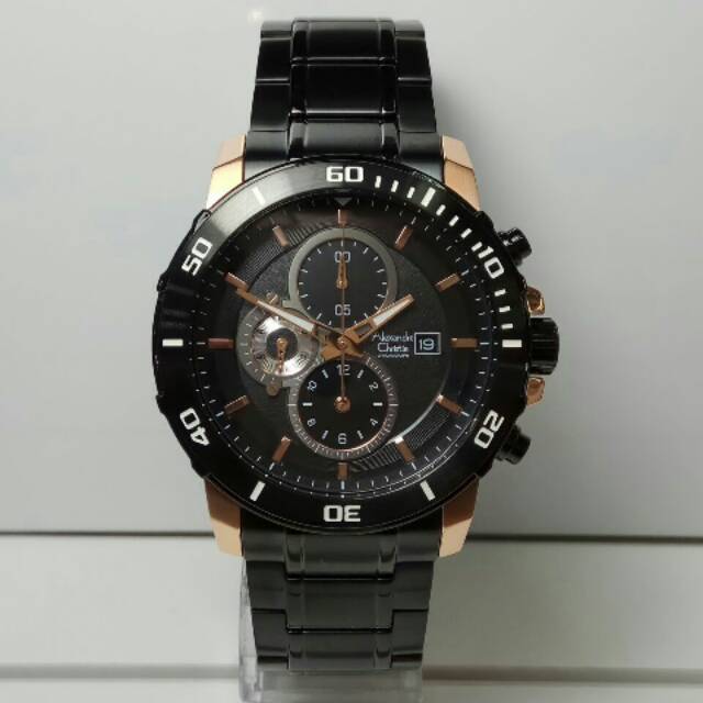 Jam Tangan Alexandre christie ac6473 pria black gold