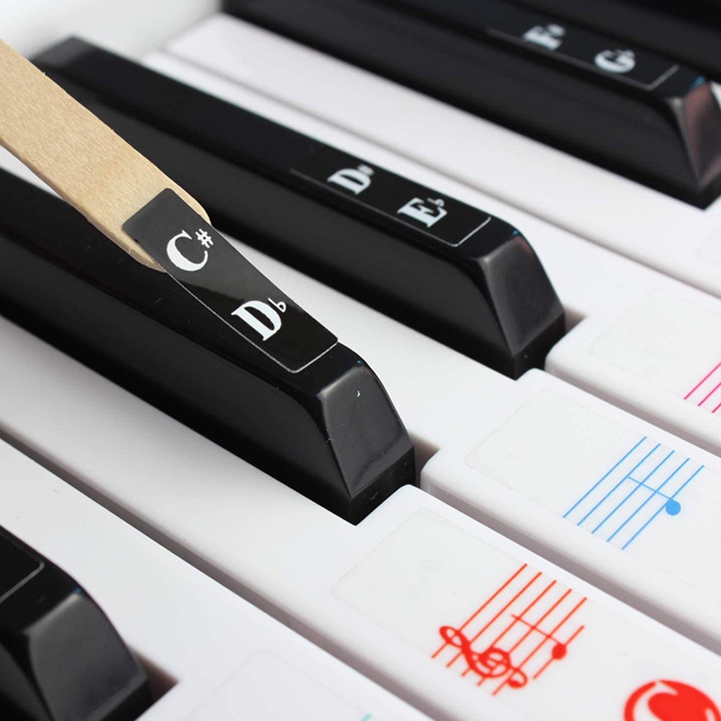 Stiker Tuts Piano Keyboard Elektronik 25 / 49 / 54 / 61 / 88 Kunci Warna Transparan
