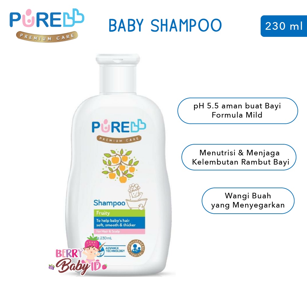 PureBB Baby Shampoo Freshy Fruity Shampo Bayi &amp; Anak 230 ml Pure BB Pure Baby Berry Mart