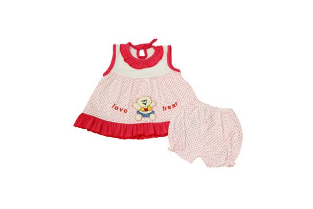 Setelan Baju Bayi Perempuan Love Bear/Baju dan Celana Anak Perempuan