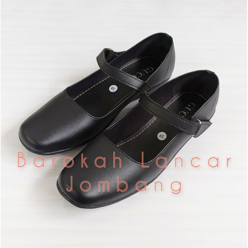 Sepatu Pantofel Wanita Flat Hitam Polos Formal Guru Sekolah Kantor Kerja size 37-41 PB 02 TREPES