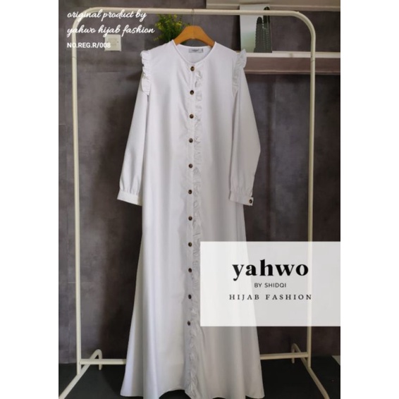 gamis toyobo fodu/gamis warna putih/gamis kancing/dress wanita/gamis yahwo/gamis variasi kancing