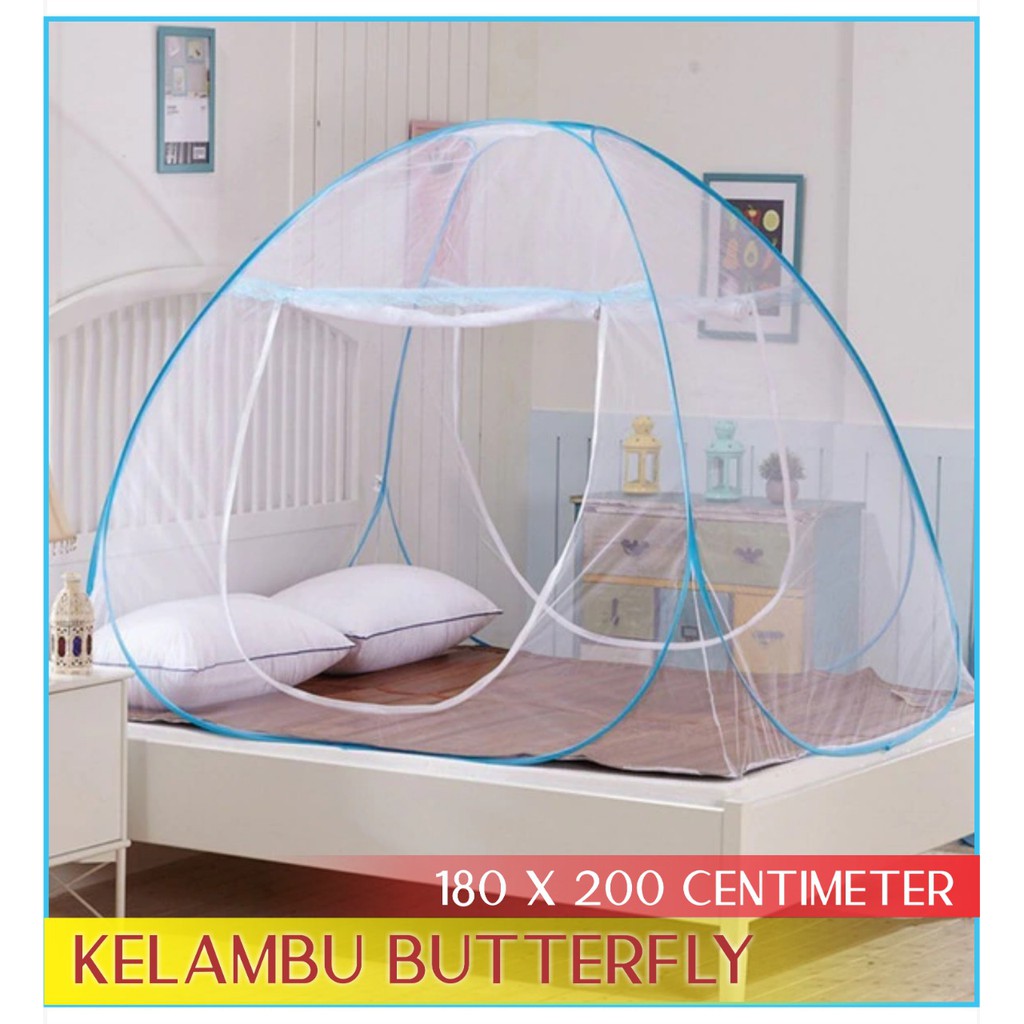 Kelambu Tidur Portable Kelambu Tempat Tidur Kelambu Butterfly Lipat Ukuran 180x200 &amp; 200x200CM Kelambu Tenda GOSHOP88