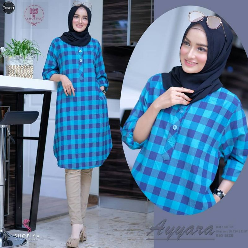 Tunik motif kotak Bianca Bisa COD