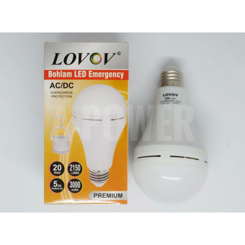 Lovov - Lampu LED Emergency Magic AC / DC 20W (Putih)