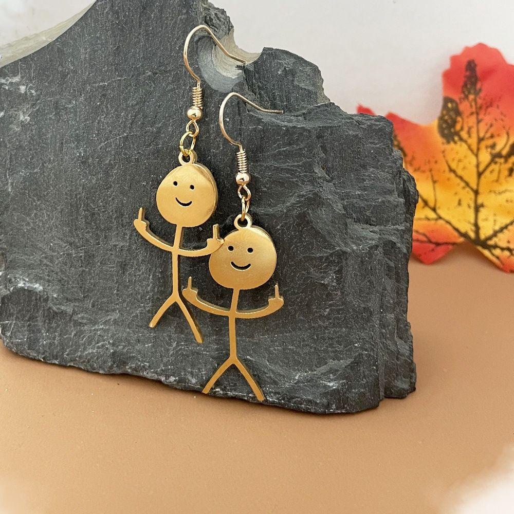 Needway Wanita Drop Earrings Modis Lucu Doodle Kepribadian Logam Stud Earrings