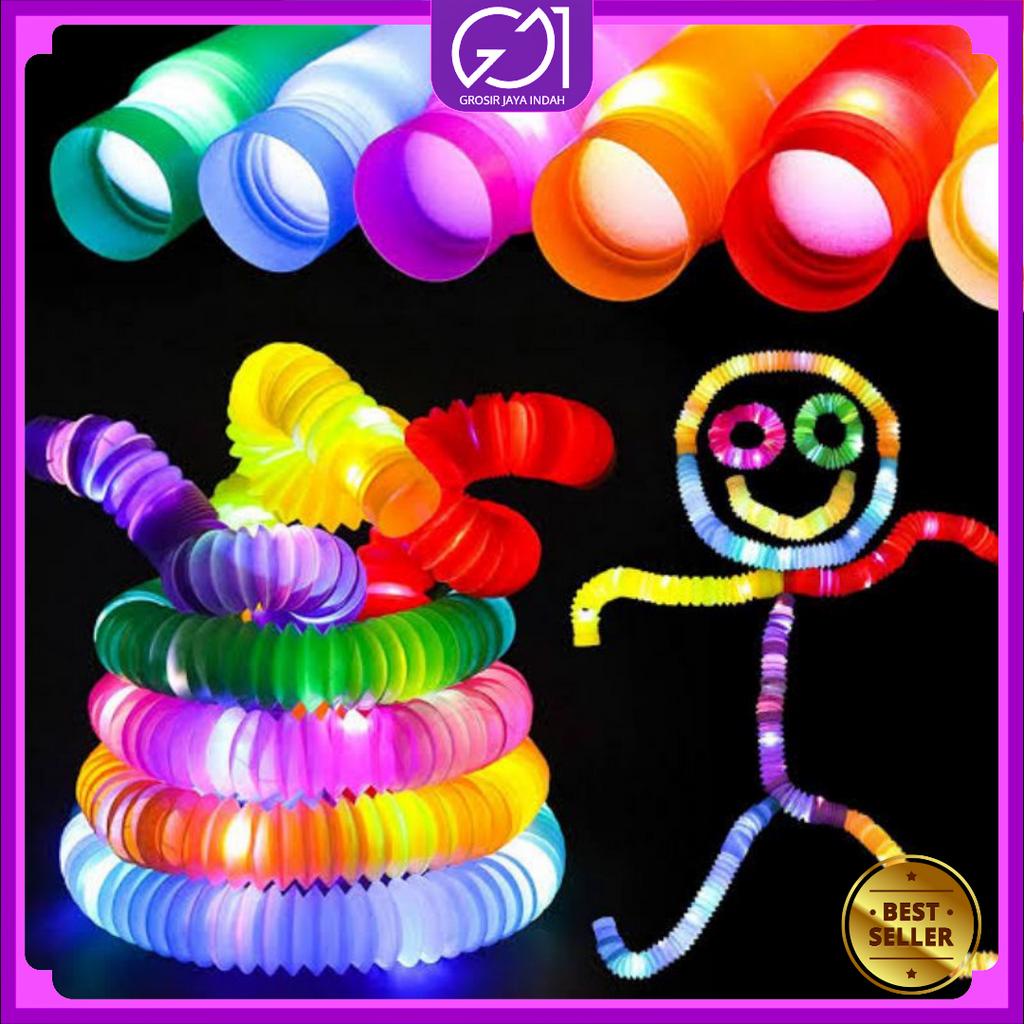 Mainan Anak Light Up Pop Pipes LED / Fidget Pop Tubes Sensory Toys / Mainan Kreasi Selang Pipa Anak / Mainan Selang Untuk Melatih Kreativitas Anak / Mainan Lampu Stick Pipa Viral