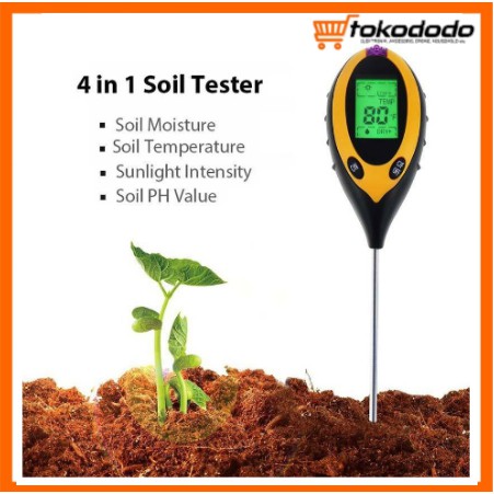 Alat ukur ph meter tanah soil survey 4 in 1 digital analyzer + Baterai