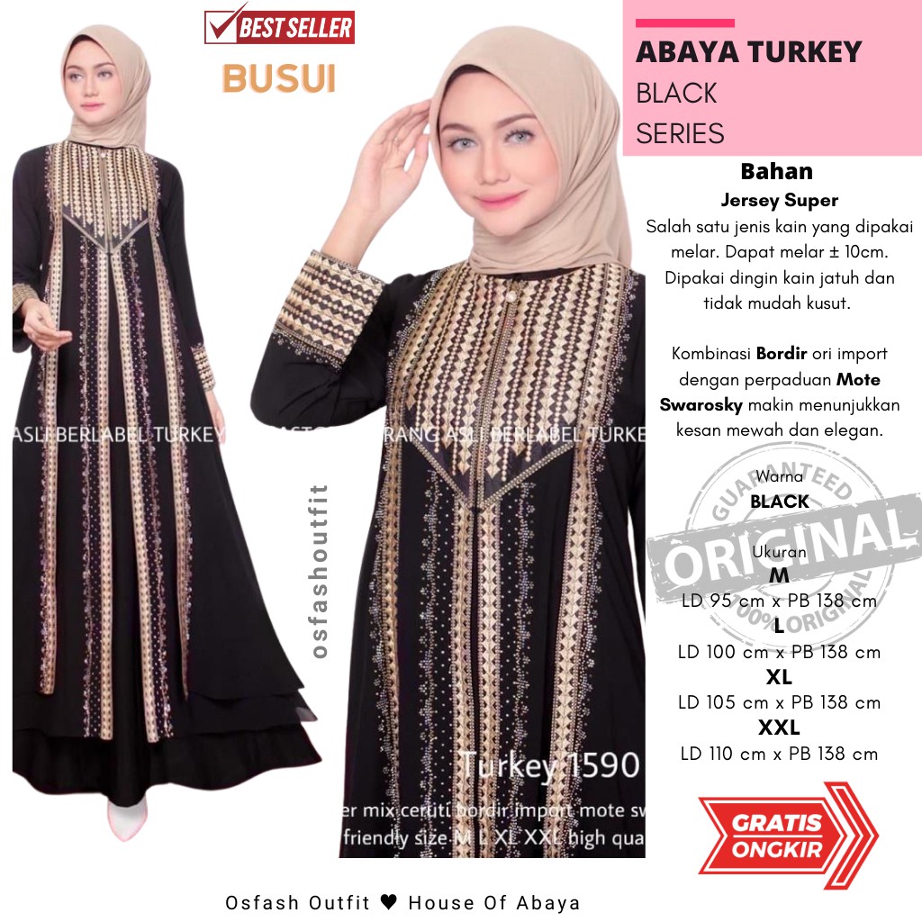 Abaya Menyusui Friendly Hitam Arab Saudi Bahan Jersey Super Bordir Emas Ori Dan Gamis Abaya Arab Wan