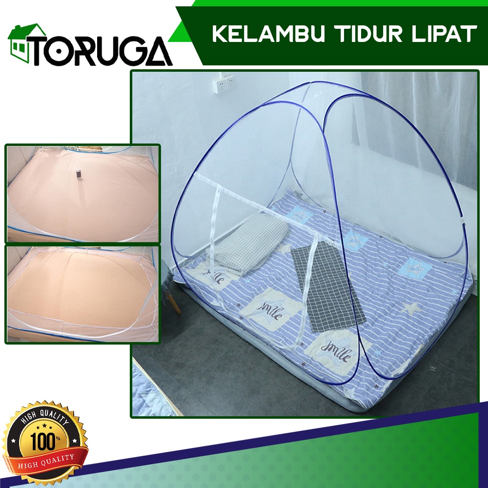 Kelambu Korea Lipat Premium Anti Nyamuk Serangga Lubang Bawah 2 Pintu