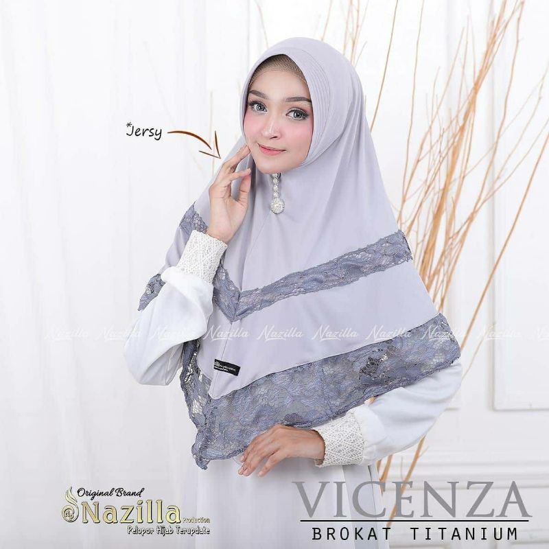 (Bisa Cod) Syari Jumbo Ped Jersey Premium combi Brukat Original Nazilla