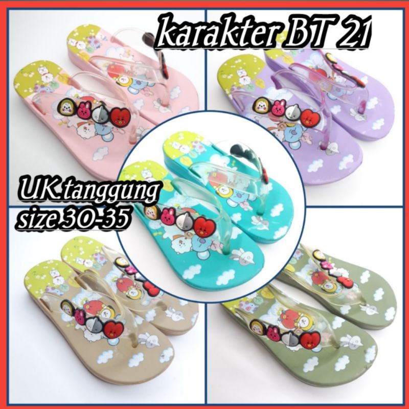 Sandal Japit Anak Tanggung Karakter BTS (393c)