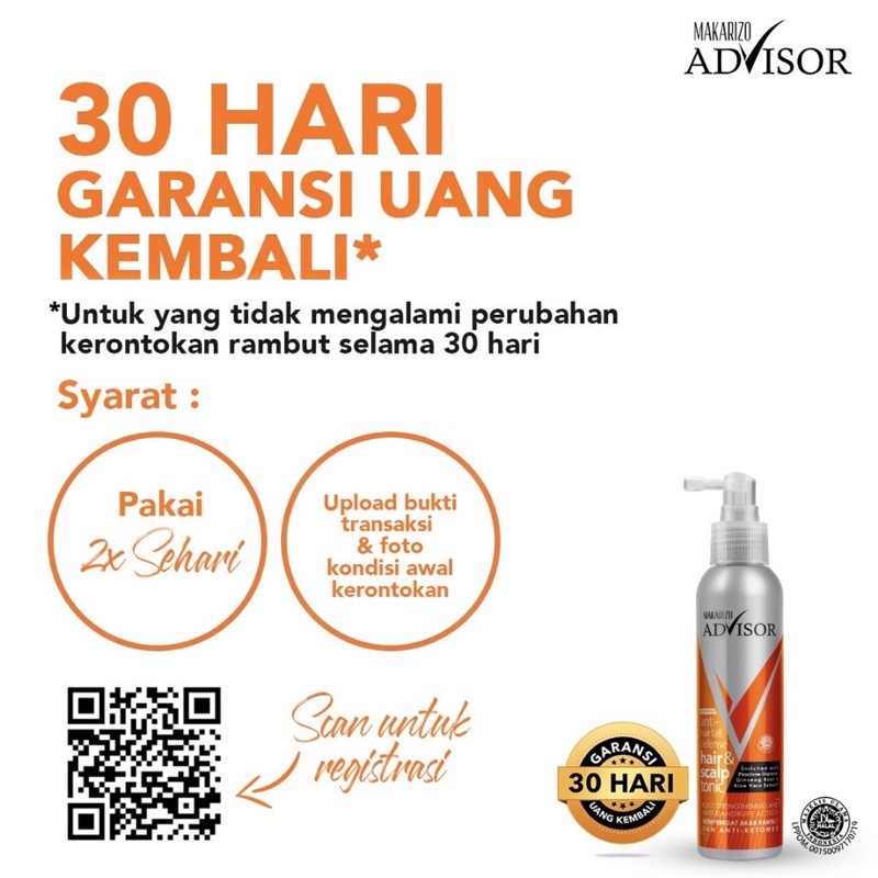 MAKARIZO Advisor Hair &amp; Scalp Tonic Indonesia / Energy Fibertherapy Conditioning Shampoo Creambath Easy Straight Scentsations Fragrance Vitaglitz Vitacaps Vitamax Mask Rebonding / Shampo Sampo Kondisioner Pelurus Serum Vitamin Perfume Parfum Mist Rambut