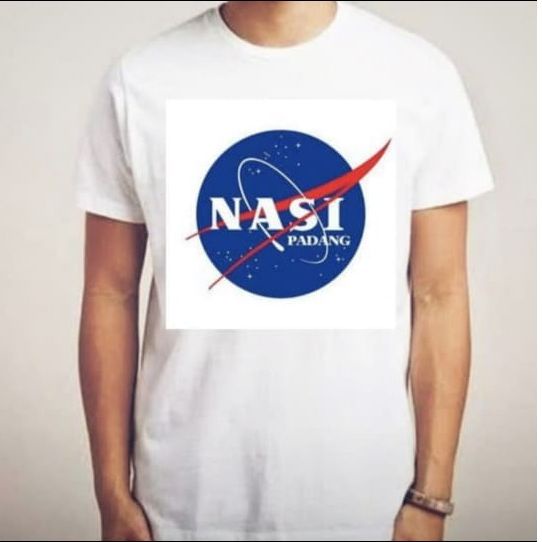 KAOS BAJU UNIK PRIA WANITA NASI PADANG PLESETAN NASA KAOS LUCU - S Putih MURAH