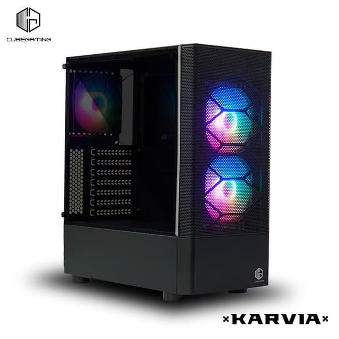 Casing PC Cube Gaming KARVIA ATX Mid Tower Side Tempered Glass