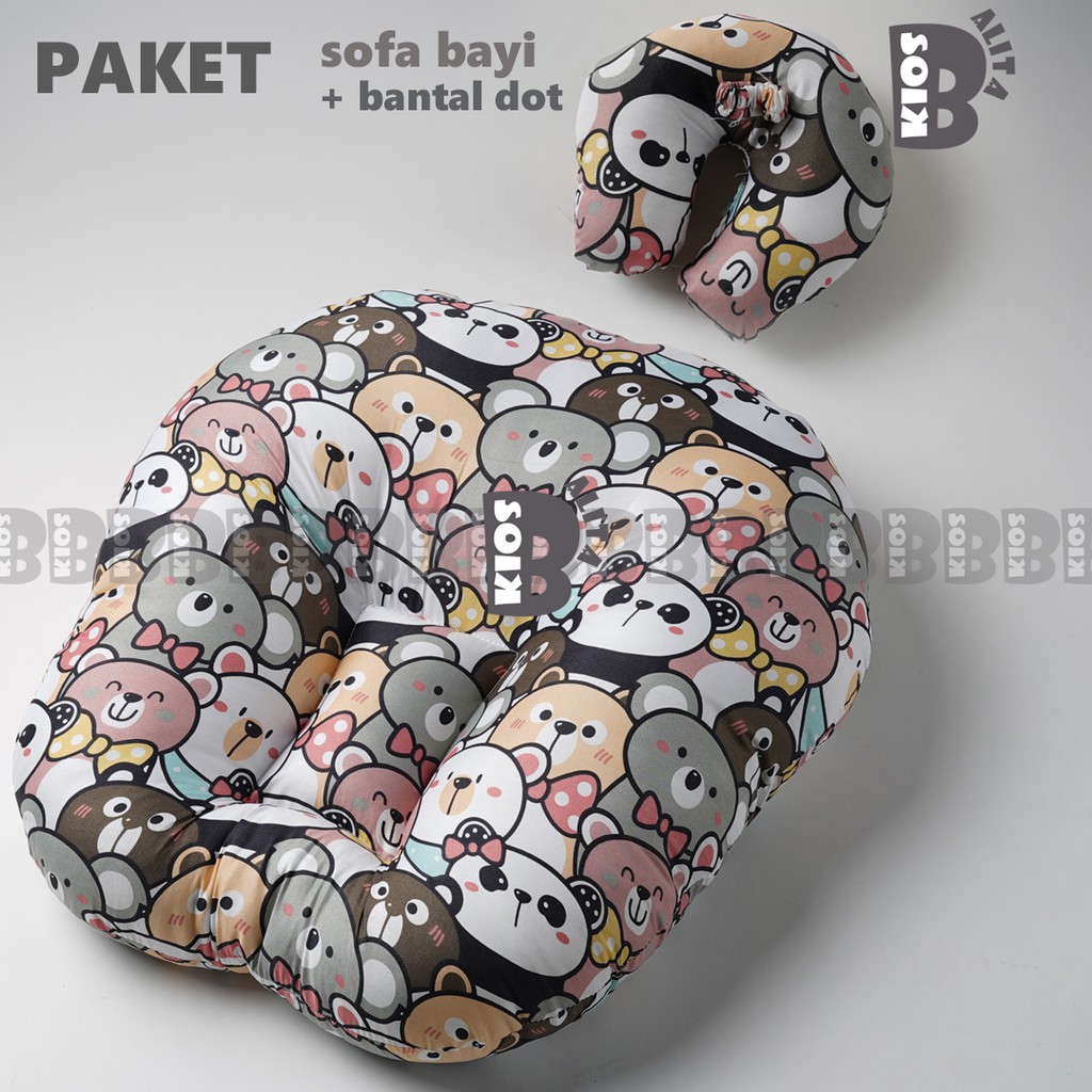 PAKET TEMPAT TIDUR KASUR BAYI 2in1 MULTIFUNGSI SOFA BAYI + BANTAL DOT BAYI