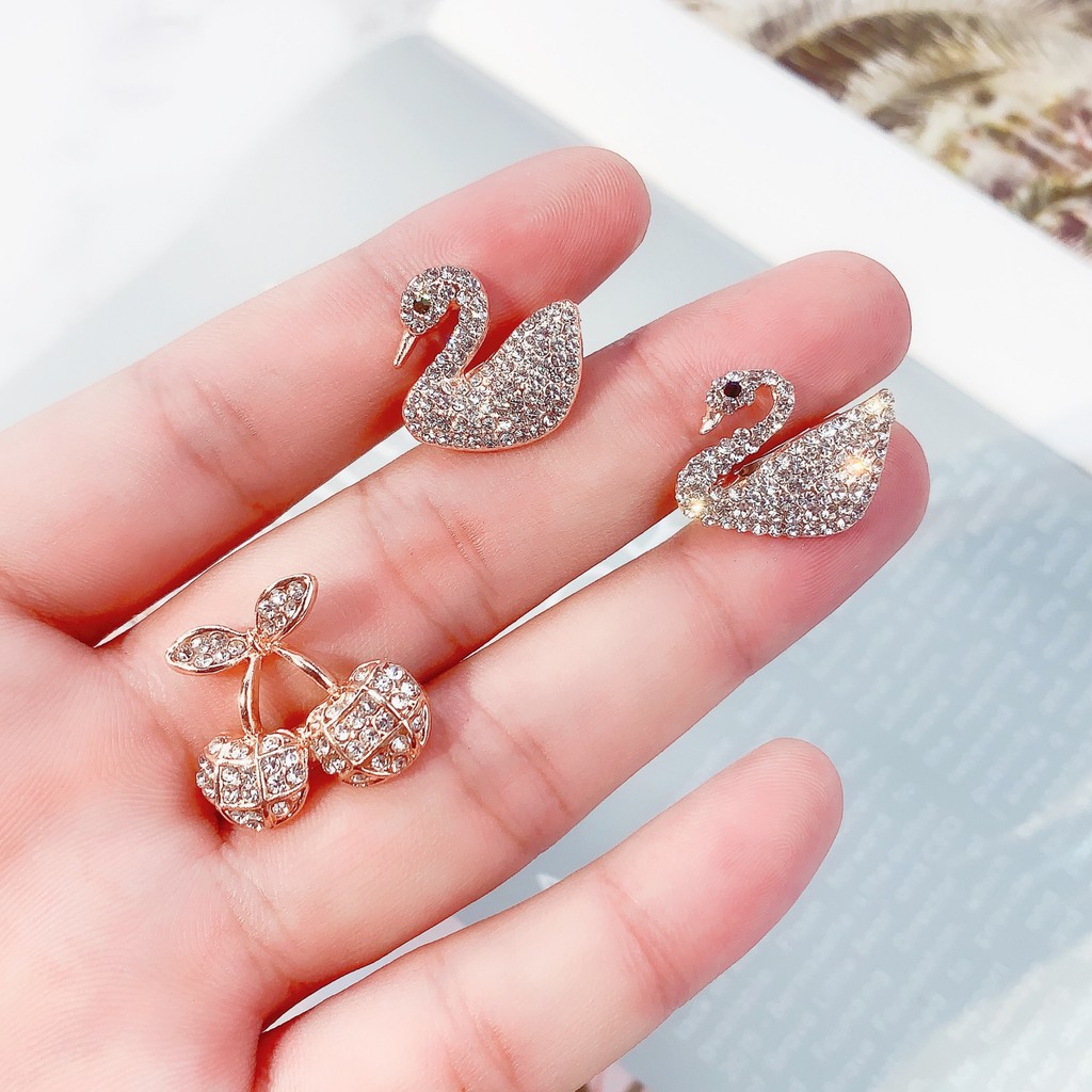 Fashion Korea Kreatif Berlian Imitasi Angsa Busur Kecil Bros Berlian Imitasi Mengkilap Bunga Bintang Berujung Lima Bros Kecil Populer Semua Pertandingan Aksesoris Unisex Bros-4