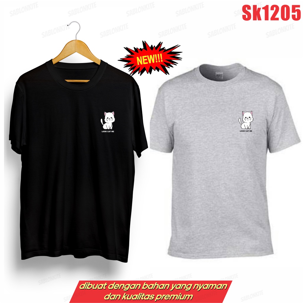 MURAH!!! KAOS LOOK CAT ME LOGO KECIL SK1205 THAILAND UNISEX COMBED 30S