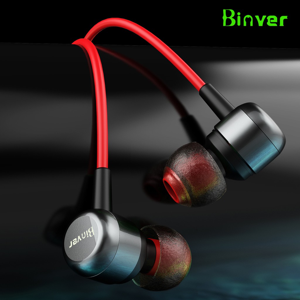 Binver P35 Dual Drive Earphone Gaming Headset-Merah