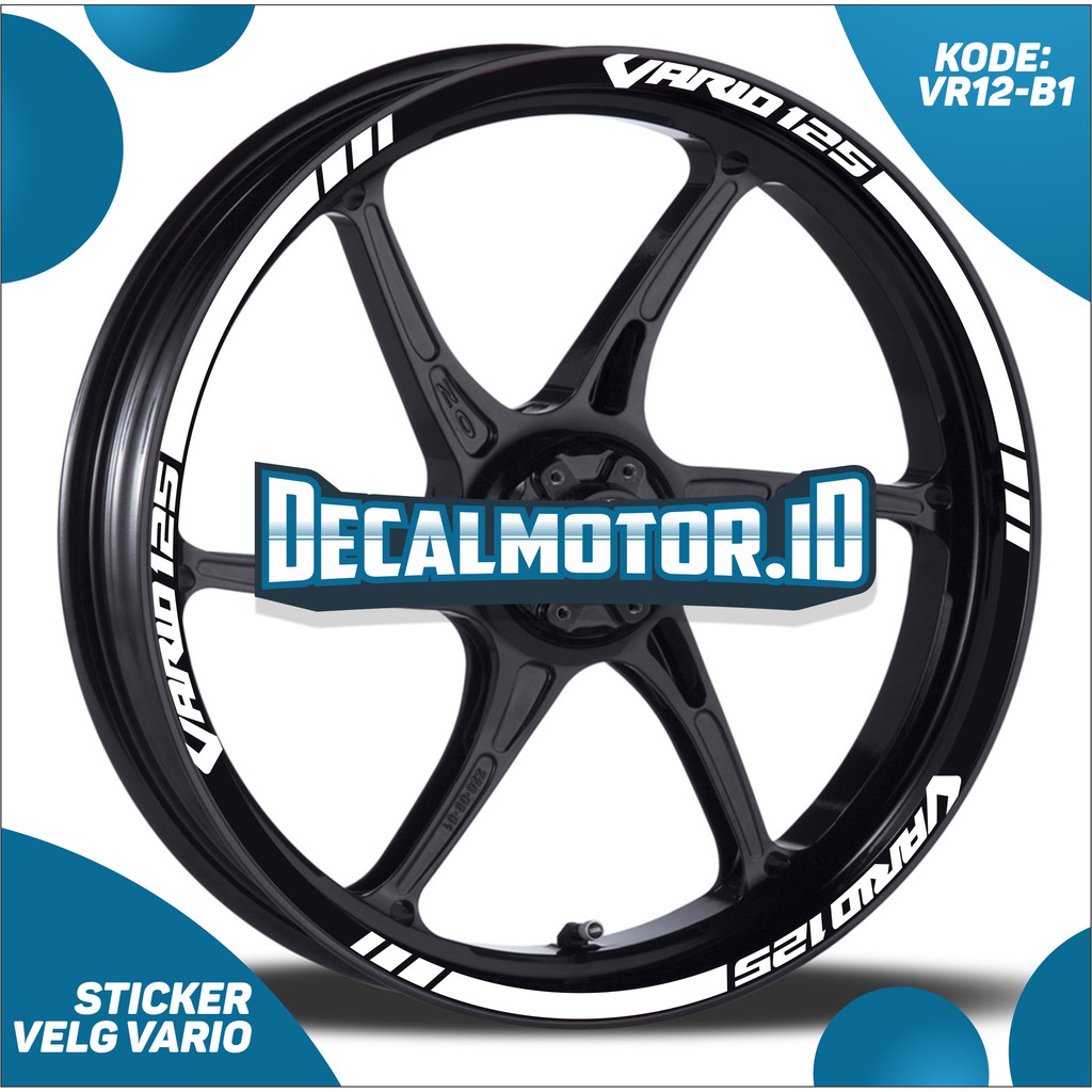 Decalmotor Sticker Cutting Sticker Lis Velg Vario 125 List Velg vario 125 VR12 Putih/Merah