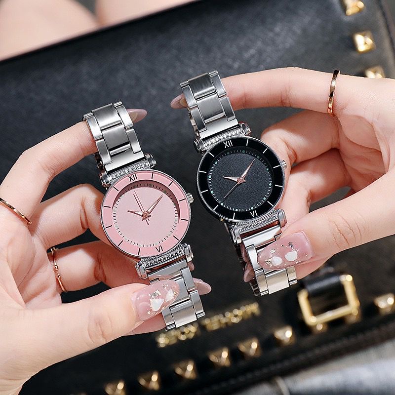 COD Jam Tangan Wanita Pria Analog Strap Rantai SILVER Stainless Steel Quartz Casual Fashion Belum Rante Pasir Magnet Import Couple Pria JF092 Keren Kekinian Trand Fashion Korean Import Untuk Hampers Kado Ulang Tahun Pernikahan Harga Promo Murah Grosir