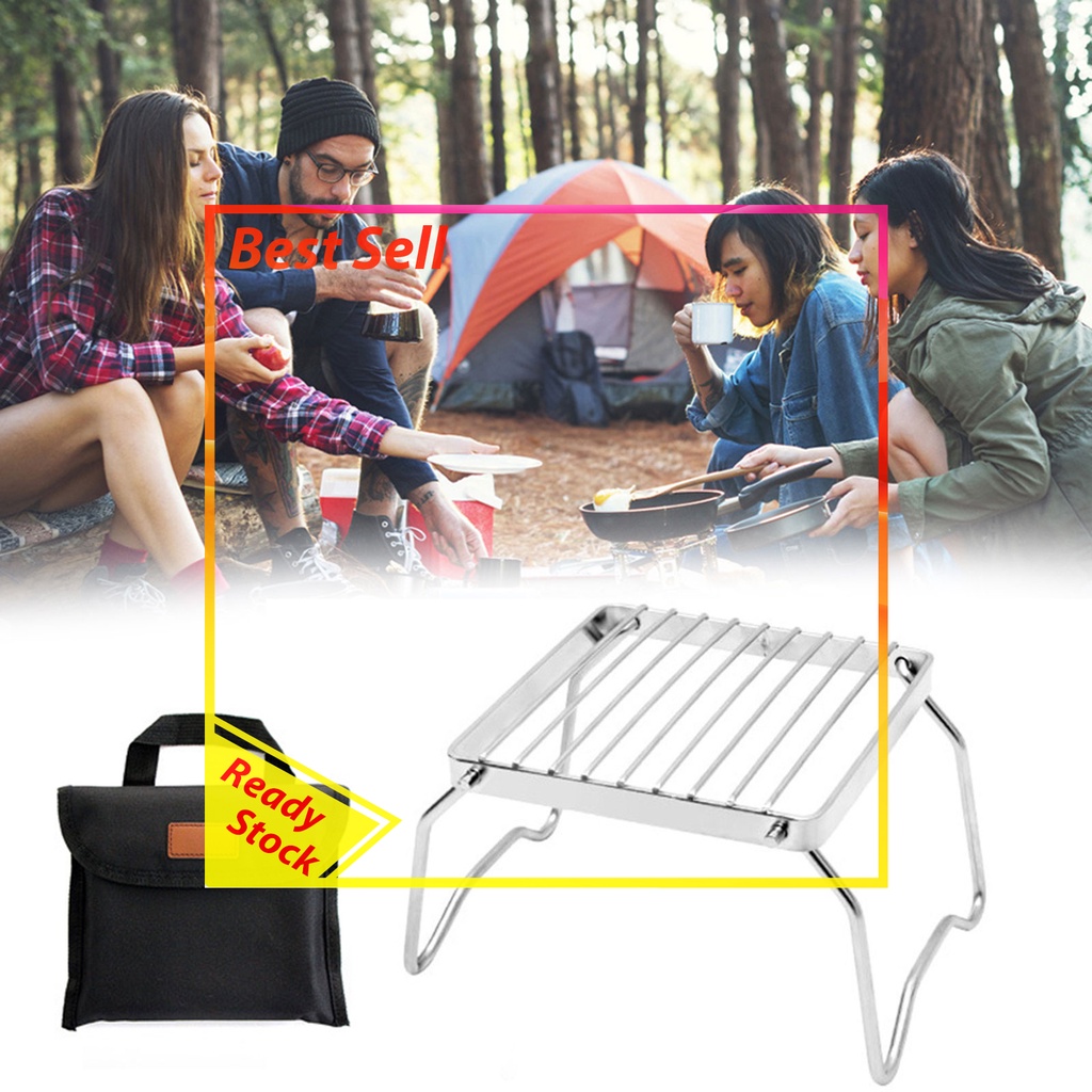 Gas Stove Stand Outdoor Camping Backpacking Barbeque Grill Rack for Fire