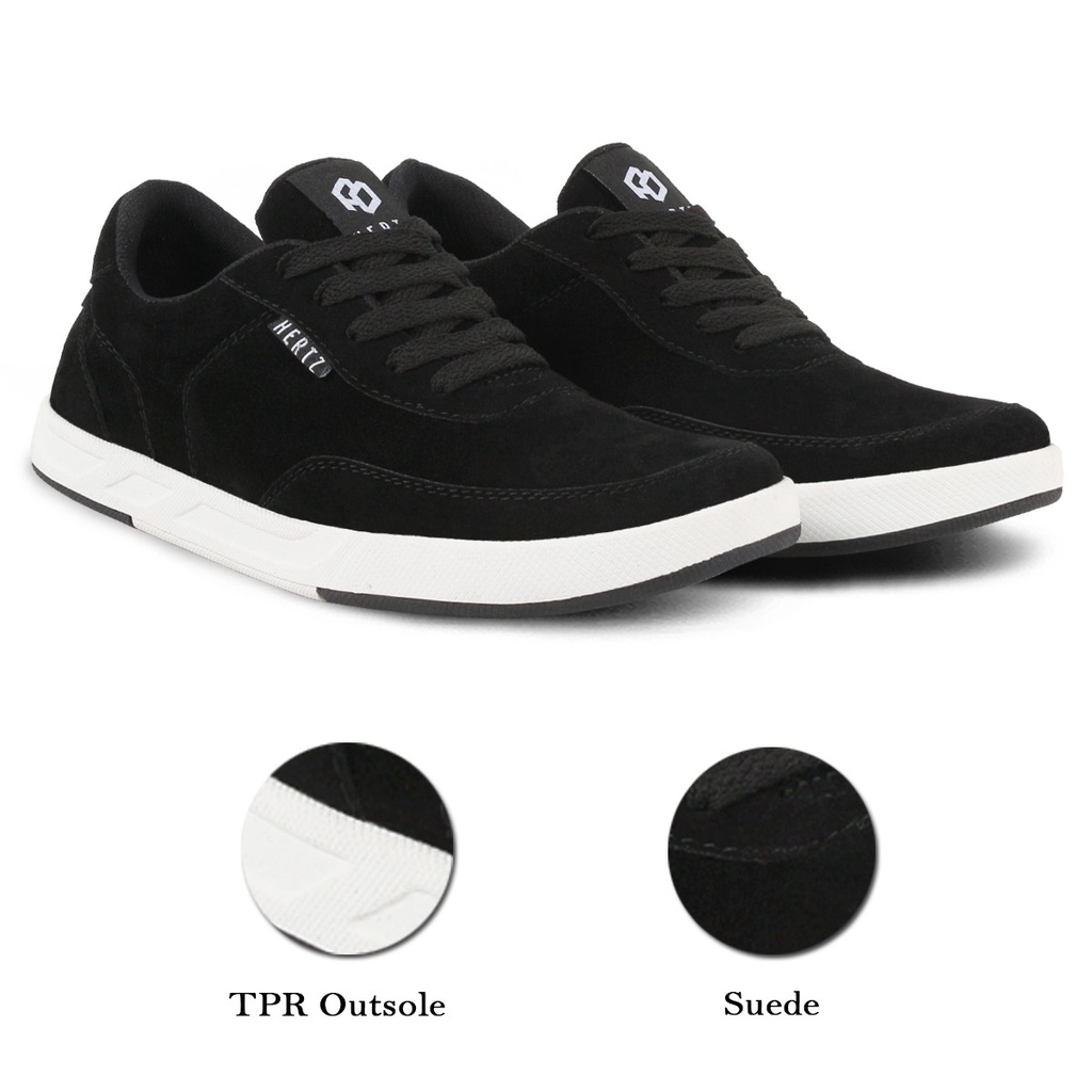 Sepatu Sneakers Pria H 3531 Brand Hertz Sepatu Kets Cocok untuk Kuliah Kerja Trendi Berkualitas Warna Hitam