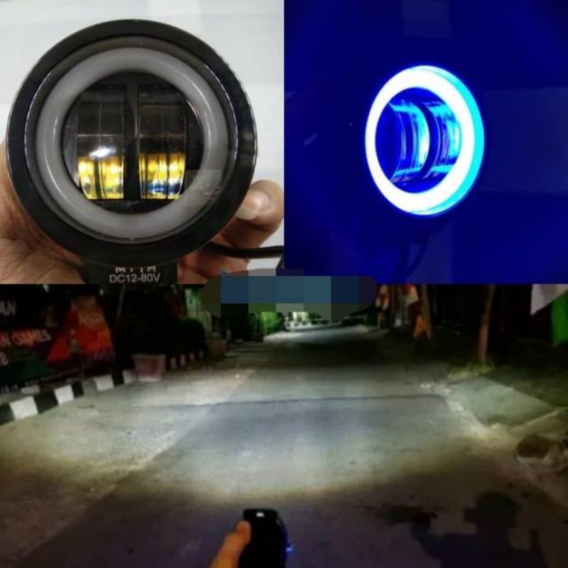 LAMPU TEMBAK CWL 2 MATA/OWL 2 MATA + ANGEL FOGLAMP MOBIL DAN MOTOR 12 volt