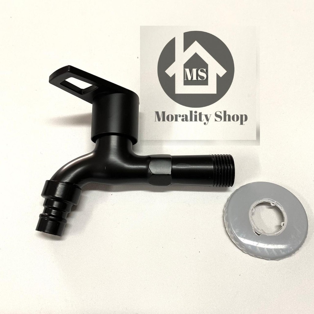 Kran Air Taman Minimalis Murah BRC Stainless HITAM - Keran Air Tembok Faucet Black Wall Stenliss A50