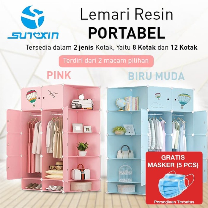 Lemari Baju Bongkar Pasang Portable / Rak Lemari Baju / Lemari Pakaian