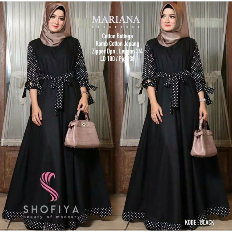 Mariana polka dress baju gamis pakaian wanita fashion muslim