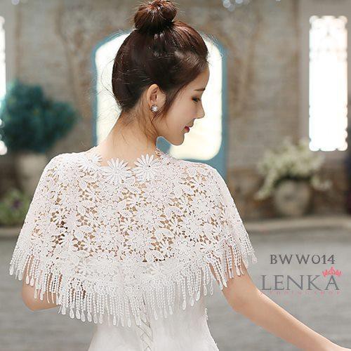 [PRODUK FAVORIT] AKSESORIS PENGANTIN PESTA BOLERO LACE PUTIH KOREA MODERN BWW014