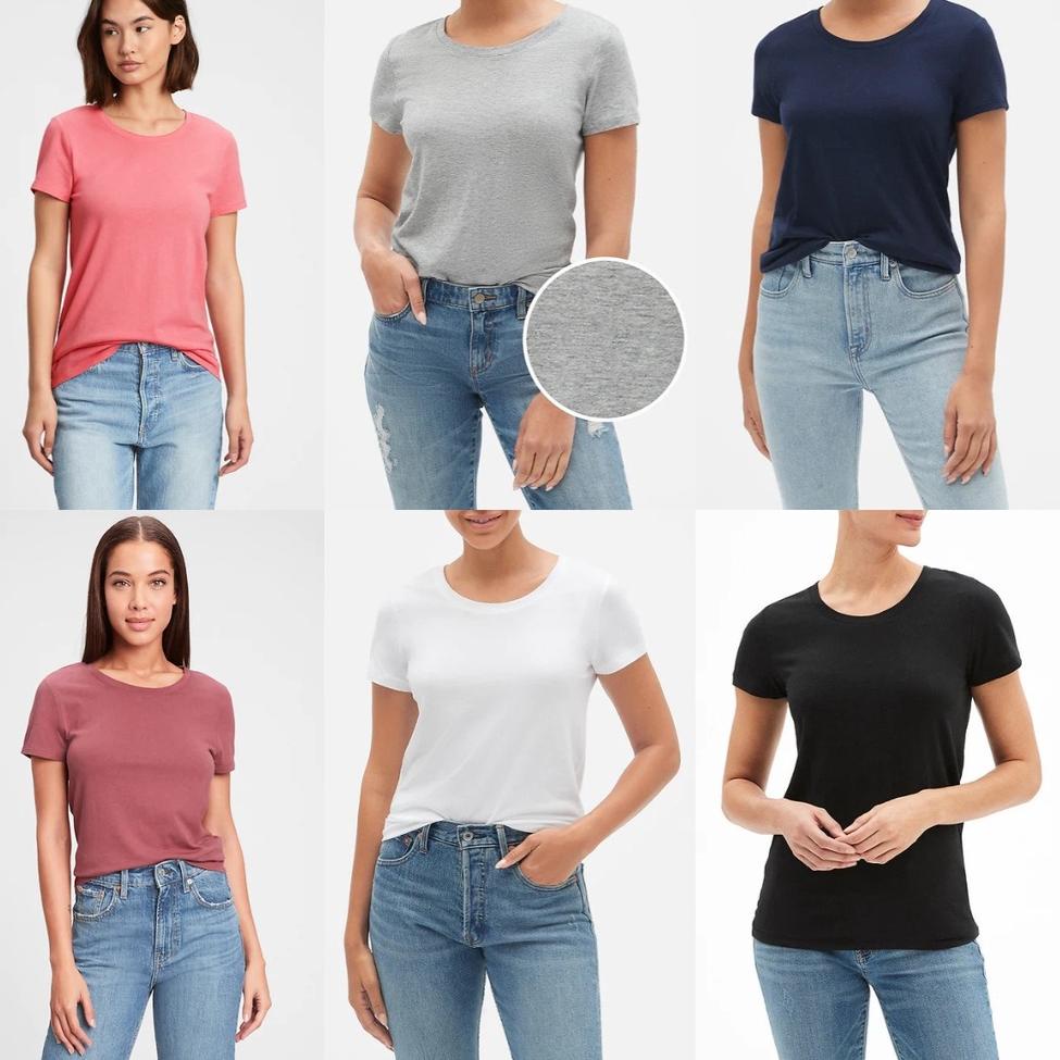 BLG.20Au22ᴮ– Kaos Wanita GAP Favorite Crewneck T-Shirt