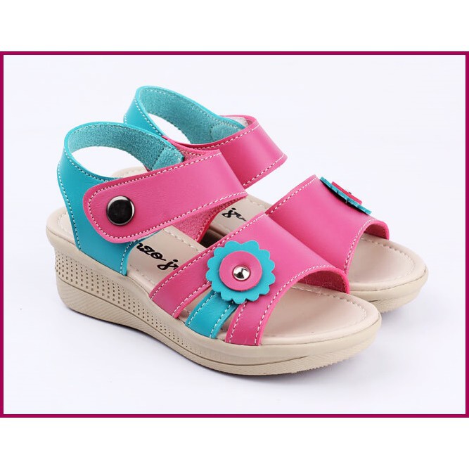 🔥BEST PRICE🔥 Sepatu Sandal Wedges Anak Perempuan Fashion Bunga Pink Pesta  CTG012GT Catenzo Jr