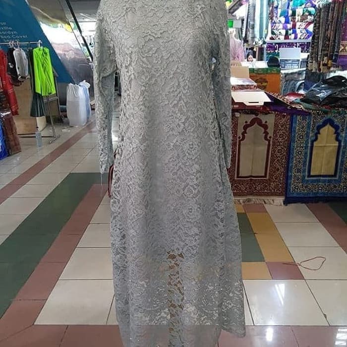 Atasan Kebaya Brokat Kinanti Warna Grey / Kebaya Modern