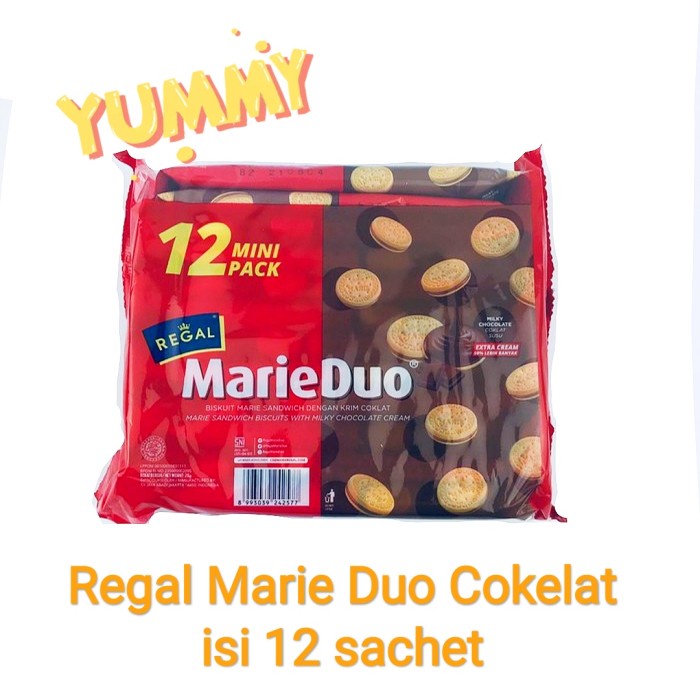 

Wafer-Biskuit- Regal Marie Duo Cokelat Pak Isi 12 Sachet -Biskuit-Wafer.