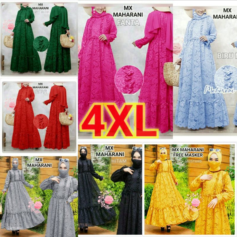 Gamis pesta jumbo busui real picture brokat mewah tile tutu super bigsize lebaran haji terbaru