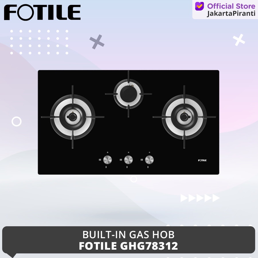 FOTILE Kompor Tanam Kaca 3 Tungku GHG78312 - HOB BUILT-IN