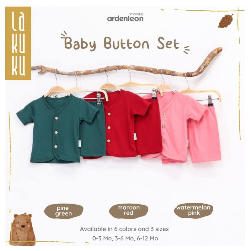 Lakuku - ARDENLEON Baby Button Pendek Polos Short setelan baju celana anak bayi