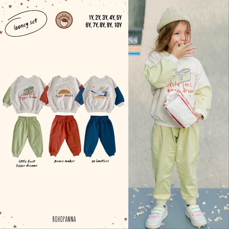 Bohopanna Looney Set Unisex 1-10thn / Setelan Panjang Anak