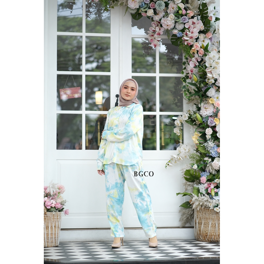 [COD] Cloudy One Set Tie Dye by BGCO.ID || Setelan Rayon Premium Wanita Oversize Kekinian