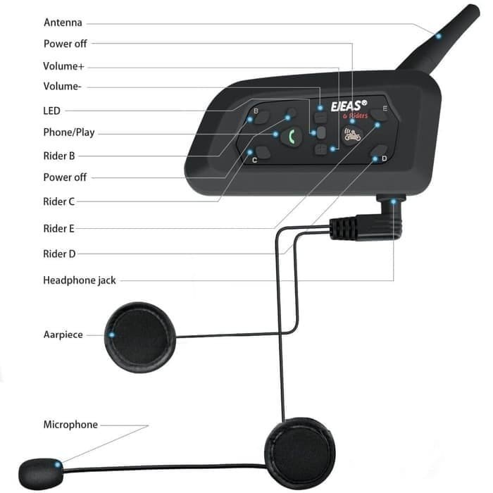 Bluetooth Intercom Helm EJEAS V6 PRO