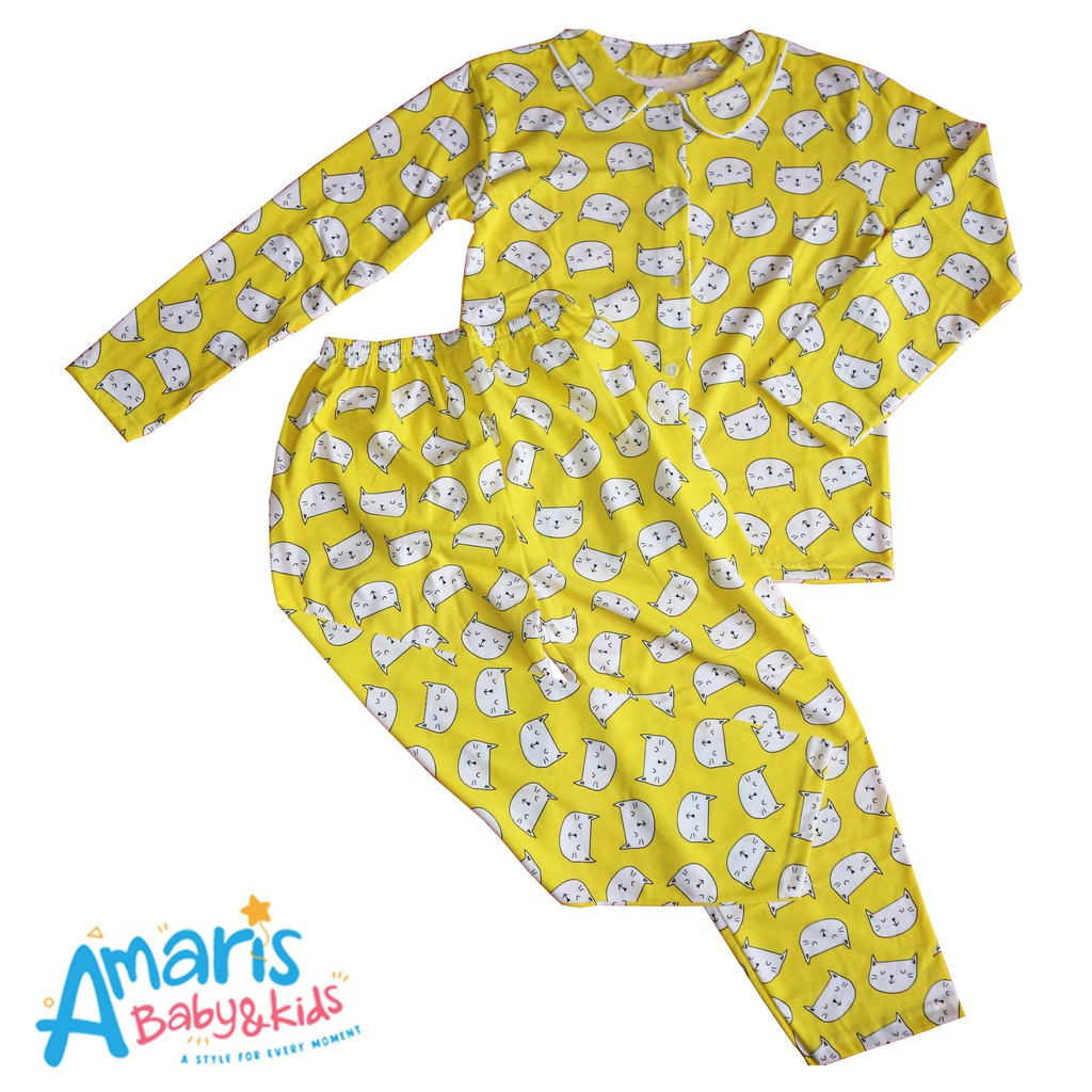 

Amaris Piyama Kancing Anak Perempuan 4-14 Tahun - Cute Cat