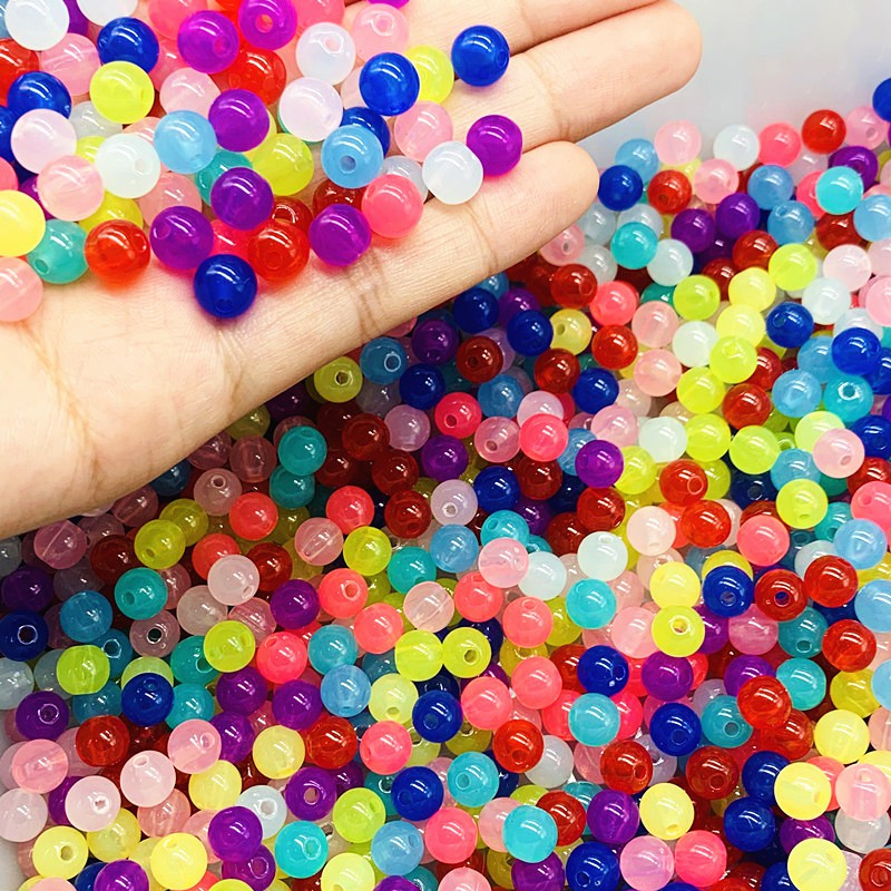 50pcs / Lot Manik-Manik Spacer Bahan Akrilik Warna-Warni Ukuran 8mm Untuk Membuat Perhiasan Diy