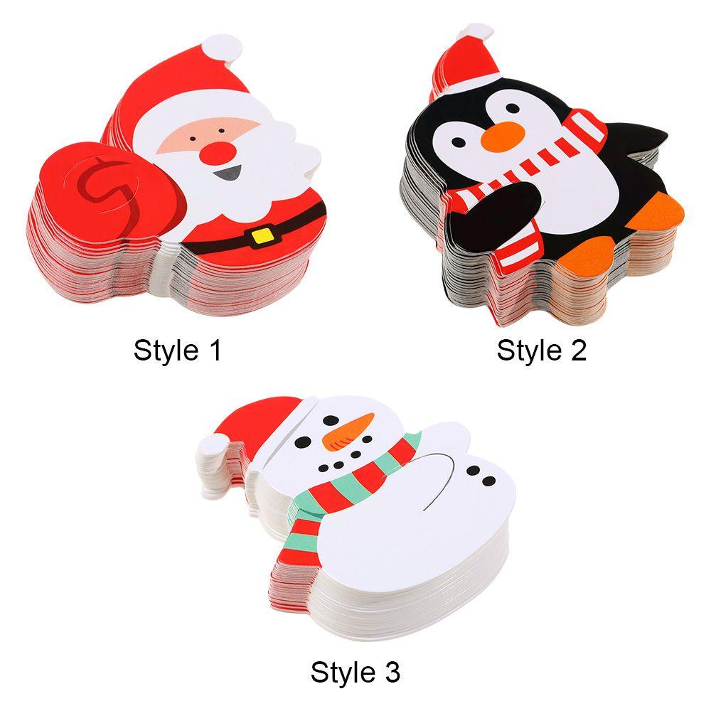 Solighter 50Pcs Kartu Lollipop Snowman Santa Hadiah Anak Kartun Kue Pops