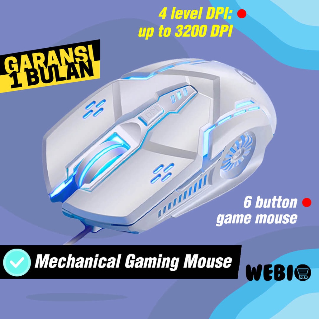 Mouse U104 Wired USB Gaming Mause With RGB LED Untuk Laptop Komputer PC Ada 2 Warna – Black &amp; Gray